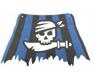 LEGO White Sail 18 x 27 Tattered with Black and Blue Stripes with Skull and Cutlass (48009)