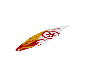 LEGO White Sail 7 x 28 Triangular with Red Flames and Ninjago Logogram (73483)