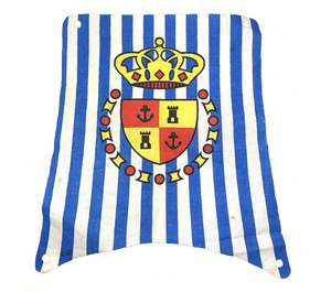 LEGO White Sail with Blue Stripes and Red and Yellow Shield and Crown