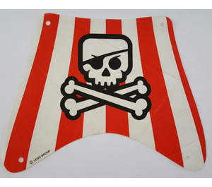 LEGO White Sail with White and Red stripes, skull and crossbones