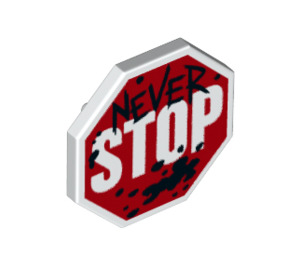 LEGO Weiß Schild mit Never STOP Sign (44156)