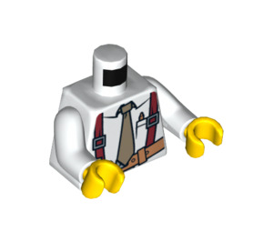 LEGO Blanco Camisa Torso con Tostado Tie, Marrón Suspenders (973 / 76382)