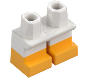 LEGO White Short Legs with Bright Light Orange Feet (37679 / 41879)