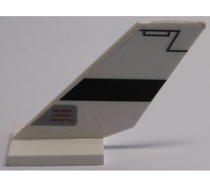 LEGO White Shuttle Tail 2 x 6 x 4 with Black Bar and Lines, Red 'PLACE FOOT HERE' Left Sticker (6239)