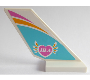 LEGO White Shuttle Tail 2 x 6 x 4 with 'HLA' in the heart with wings, on both sides Sticker (6239)