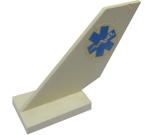 LEGO White Shuttle Tail 2 x 6 x 4 with Star of Life (Solid Snake) - Both Sides Sticker (6239)