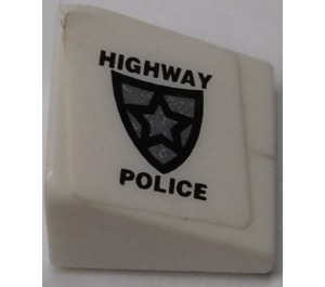 LEGO Wit Helling 1 x 1 (31°) met 'Highway Politie' en Politie Badge (Links) Sticker (35338)