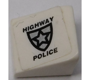 LEGO blanc Pente 1 x 1 (31°) avec 'HIGHWAY Police' et Police Badge (Droite) Autocollant (35338)