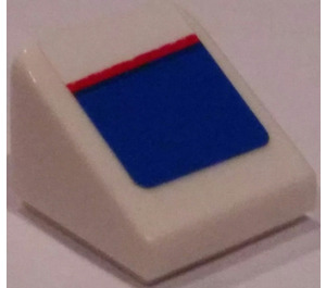 LEGO Wit Helling 1 x 1 (31°) met Rood Line, Blauw Area (Rechtsaf) Sticker (50746)