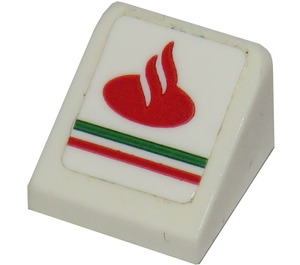 LEGO Weiß Steigung 1 x 1 (31°) mit rot Santander Logo mit Green und rot Lines Aufkleber (35338)