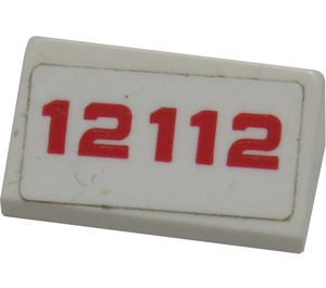 LEGO Wit Helling 1 x 2 (31°) met '12112' Sticker (85984)