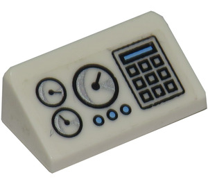 LEGO blanc Pente 1 x 2 (31°) avec Control Panneau Autocollant (85984)