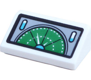 LEGO White Slope 1 x 2 (31°) with Green Gauges Sticker (85984)