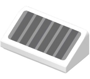 LEGO White Slope 1 x 2 (31°) with Grey Stripes Sticker (85984)