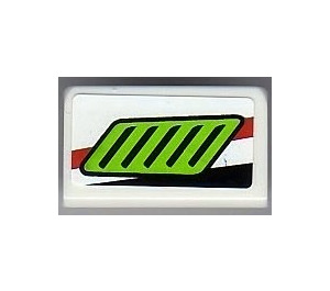 LEGO Wit Helling 1 x 2 (31°) met Lime Lucht Intake Links Sticker (85984)