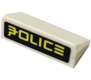 LEGO Weiß Steigung 1 x 2 (31°) mit 'Polizei' Aufkleber (85984)