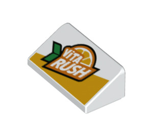 LEGO Bílá Sklon 1 x 2 (31°) s Vita Rush logo (66222 / 85984)