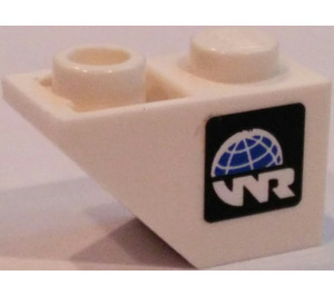 LEGO White Slope 1 x 2 (45°) Inverted with World Racers Logo (Right) Sticker (3665)