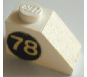 LEGO White Slope 1 x 2 (45°) with 78 Sticker (right) without Centre Stud (3040)