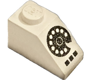 LEGO Vit Backe 1 x 2 (45°) med Svart Rotary Phone (3040)