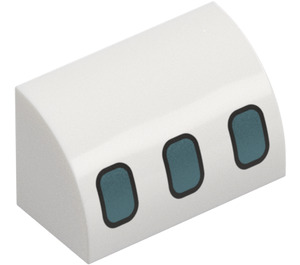 LEGO White Slope 1 x 2 Curved with Airplane Windows (37352)