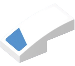 LEGO blanc Pente 1 x 2 Incurvé avec Azure Shape Autocollant (3593)