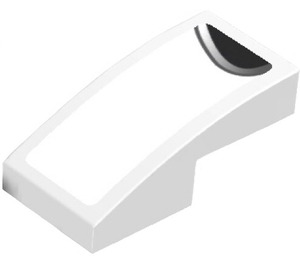LEGO White Slope 1 x 2 Curved with Black End with Silver Stripe (Right) Sticker (3593)