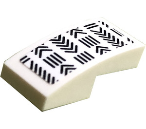 LEGO White Slope 1 x 2 Curved with Black Lines and Arrows Sticker (11477)