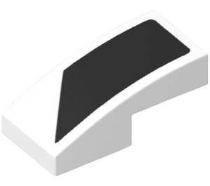 LEGO White Slope 1 x 2 Curved with Black Shape Sticker (3593)