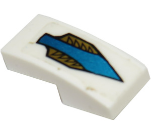 LEGO blanc Pente 1 x 2 Incurvé avec Bleu La Flèche From set 70124 Autocollant (11477)
