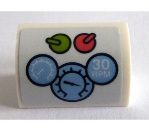 LEGO White Slope 1 x 2 Curved with Bright Light Blue Dials, Red and Green Switches Sticker (37352)