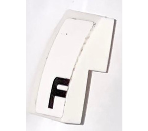 LEGO White Slope 1 x 2 Curved with 'F' (right part of 'pd')  Sticker (11477)