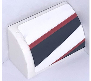 LEGO White Slope 1 x 2 Curved with Red and Black Stripe Left Sticker (37352)