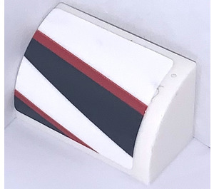 LEGO blanc Pente 1 x 2 Incurvé avec rouge et Noir Stripe Droite Autocollant (37352)