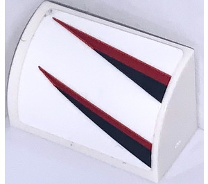 LEGO White Slope 1 x 2 Curved with Red and Black Thin Stripes Right Sticker (37352)