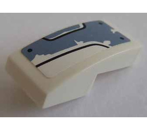 LEGO White Slope 1 x 2 Curved with Sand Blue Decoration Left Side Sticker (11477)