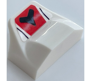 LEGO White Slope 1 x 2 x 0.7 Curved with Fin with Red Stripe and Black V-shape Sticker (47458)