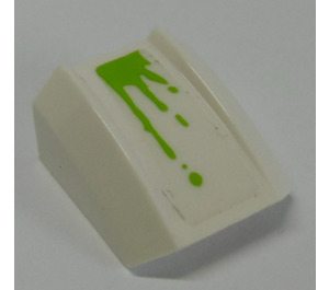 LEGO White Slope 1 x 2 x 2 Curved with Lime Splatters (Right) Sticker (28659)
