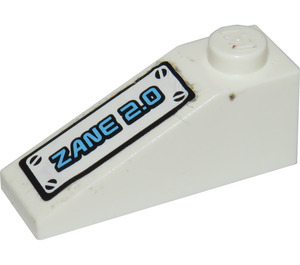 LEGO White Slope 1 x 3 (25°) with 'ZANE 2.0' Sticker (4286)