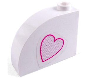 LEGO White Slope 1 x 3 x 2 Curved with Heart (Left) Sticker (33243)