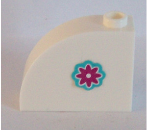 LEGO blanc Pente 1 x 3 x 2 Incurvé avec Magenta Fleur (La gauche) Autocollant (33243)