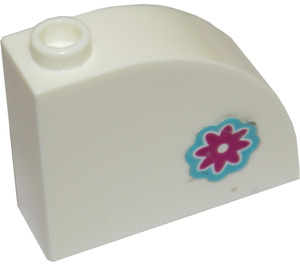 LEGO Bianco Pendenza 1 x 3 x 2 Curvo con Magenta Fiore (Destra) Adesivo (33243)