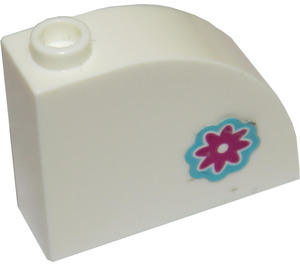 LEGO White Slope 1 x 3 x 2 Curved with Magenta Flower (Right) Sticker (33243)