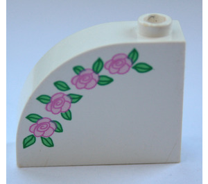 LEGO White Slope 1 x 3 x 2 Curved with Pink roses green leaves (33243 / 83946)