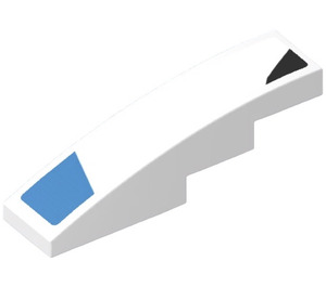 LEGO Weiß Steigung 1 x 4 Gebogen mit Blau Shape und Schwarz Triangle Aufkleber (11153)