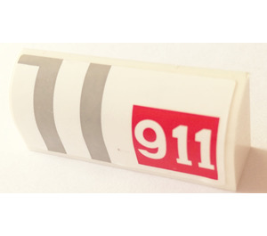 LEGO Weiß Steigung 1 x 4 Gebogen mit Grau Streifen ans 911 Aufkleber (6191)