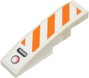 LEGO White Slope 1 x 4 Curved with Orange and White Danger Stripes Sticker (11153)