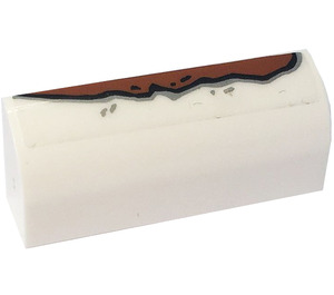 LEGO White Slope 1 x 4 Curved with Rust Sticker (6191)