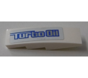 LEGO White Slope 1 x 4 Curved with 'Turbo Oil' Sticker (11153)