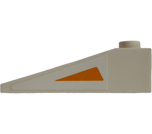 LEGO White Slope 1 x 4 x 1 (18°) with Orange Triangle (Left) Sticker (60477)